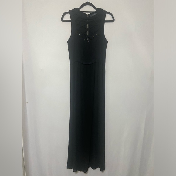 ASTR LIKE NEW black maxi with criss cross front and stud details size S - Picture 1 of 4